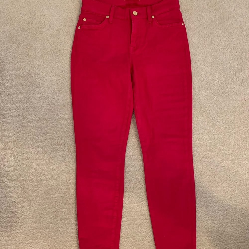 7 For All Mankind Hot Pink Skinny Jeans (size 25) - Picture 2 of 5